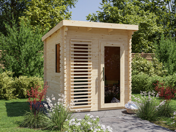 Buitensauna Layla 40 mm met grafiet glazen deur en twee ramen