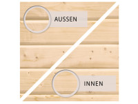 Voorbeeld: Blokhut tuinhuis SET Bastrup 4 28mm natuurlijke afwerking, incl. 3 m lessenaarsdak + zij--achterwand Voorbeeld: Blokhut tuinhuis SET Bastrup 4 28mm natuurlijke afwerking, incl. 3 m lessenaarsdak + zij--achterwand