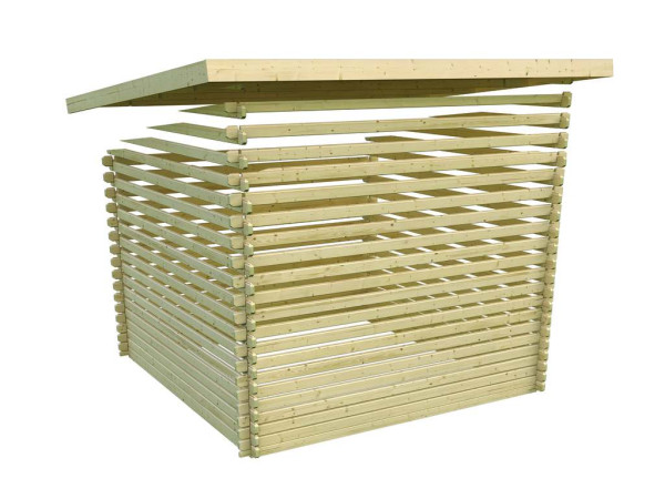 berging blokhut SET Bastrup 5 28 mm natuurlijke afwerking, incl. 3 m verlenging dak + achterwand