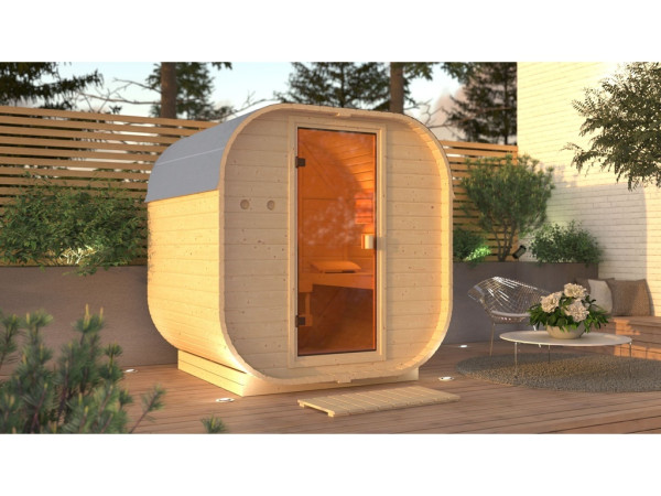 Vatsauna Quadro 1 38 mm naturel met gebronsde volledig glazen deur