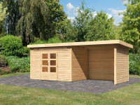 Voorbeeld: Berging SET Kandern 7 28 mm natuurlijke afwerking, incl. 3,2 m aangebouwd dak + zij- en achterwand Voorbeeld: Berging SET Kandern 7 28 mm natuurlijke afwerking, incl. 3,2 m aangebouwd dak + zij- en achterwand