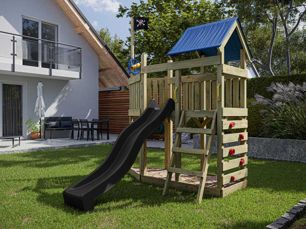 Geïmpregneerd houten speeltoren Pirat Captain Snappy incl. grijze glijbaan