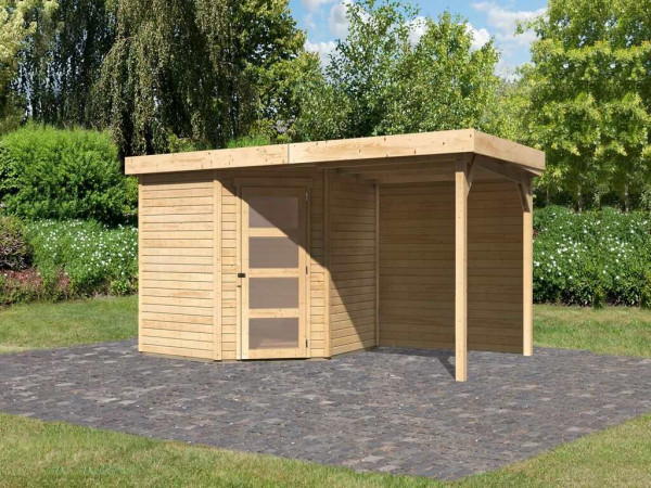 Tuinhuisje SET Schwandorf 5 19 mm naturel, incl. 2,4 m lessenaarsdak + achterwand