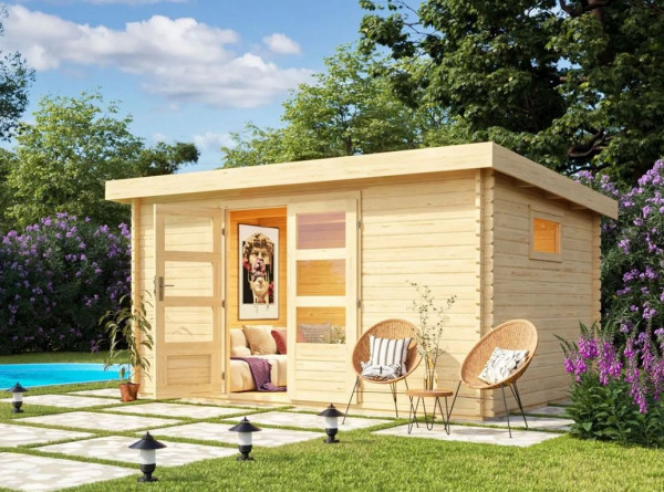 Tuinhuisje blokhut Trittau 5 38 mm natuurlijke afwerking
