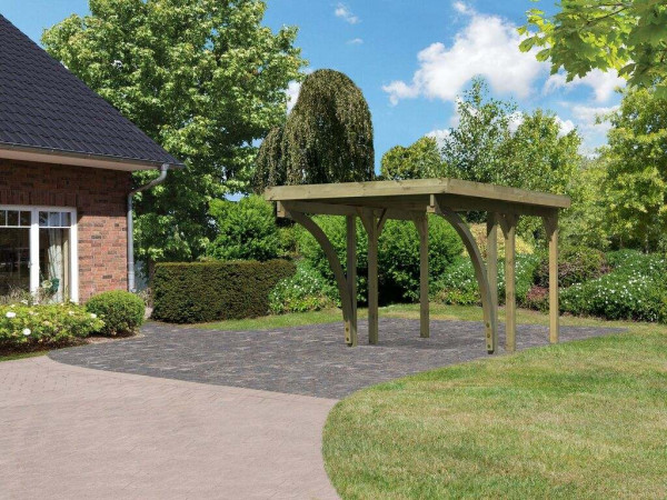 Carport enkel 1 CLASSIC incl. 2 toegangsbogen, incl. 0,5 mm stalen dakplaat