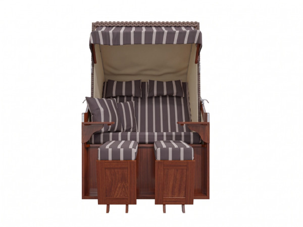 Strandstoel Jutland, Design Stripes - Grijs, incl. Beschermhoes