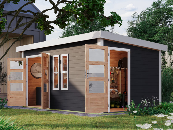 Tuinhuis met twee kamers Schönbuch 2 38 mm terragrijs