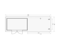 Voorbeeld: berging blokhut SET Bastrup 7 28 mm natuurlijke afwerking, incl. 2 m verlenging dak + achterwand Voorbeeld: berging blokhut SET Bastrup 7 28 mm natuurlijke afwerking, incl. 2 m verlenging dak + achterwand