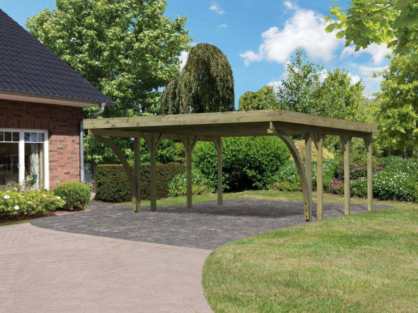 Carport Double 2 CLASSIC incl. 2 toegangsbogen, incl. 0,5 mm stalen dakplaat