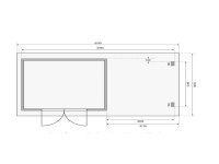 Voorbeeld: berging blokhut SET Bastrup 7 28 mm natuurlijke afwerking, incl. 3 m verlenging dak + achterwand Voorbeeld: berging blokhut SET Bastrup 7 28 mm natuurlijke afwerking, incl. 3 m verlenging dak + achterwand