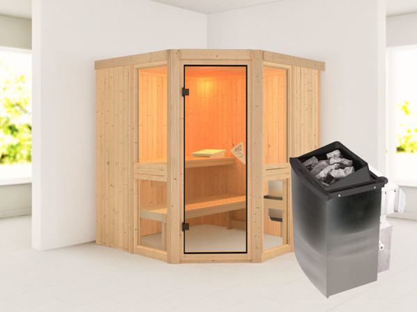 Amelia 2 SET sauna met 9 kW kachel, geïntegreerde besturingseenheid