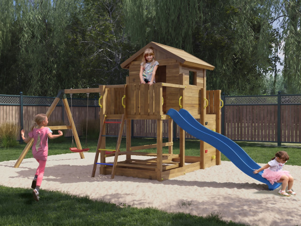 Steltenhuis Marsdruk geïmpregneerd incl. glijbaan blauw