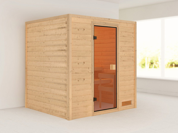 Massieve sauna Anja, incl. 4,5 kW kachel met int. besturing