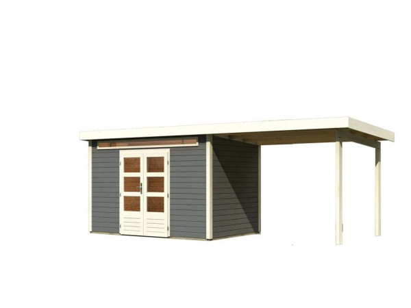 Tuinhuis SET Kandern 7 28 mm terragrijs, incl. 3,2 m aanbouwdak