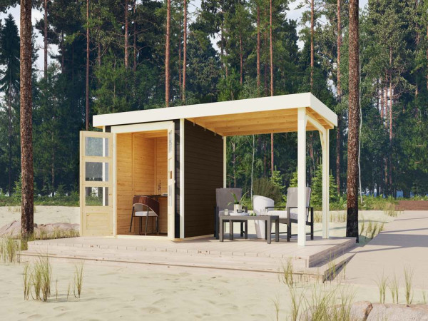 Tuinhuis Askola 2 19 mm terragrijs incl. 2,8 m aanbouwdak