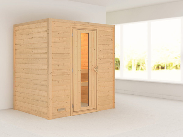 Massieve sauna Sonja houten deur met geïsoleerd glas