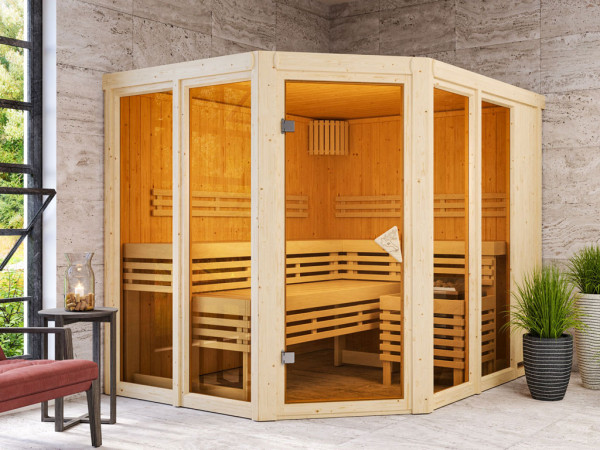 Sauna Ainur met gebronsde glazen deur