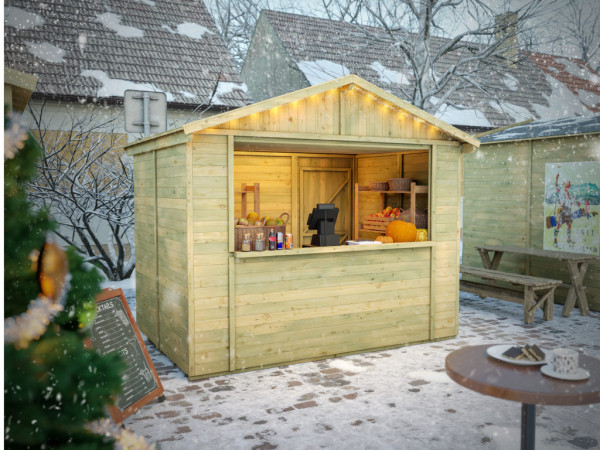 Marktkraam - verkoopkraam Tallinn 4,66 m² 16 mm KDI groen incl. vloer