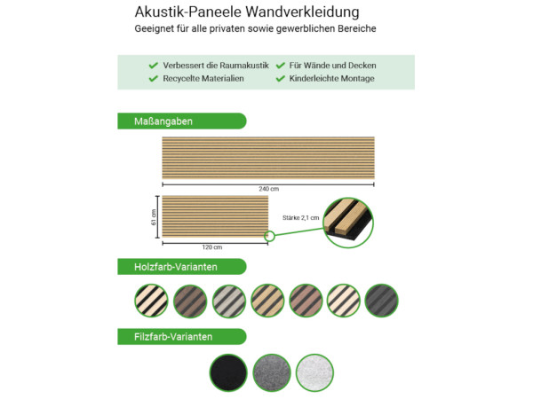 Akoestische panelen wandbekleding Venus 240 cm