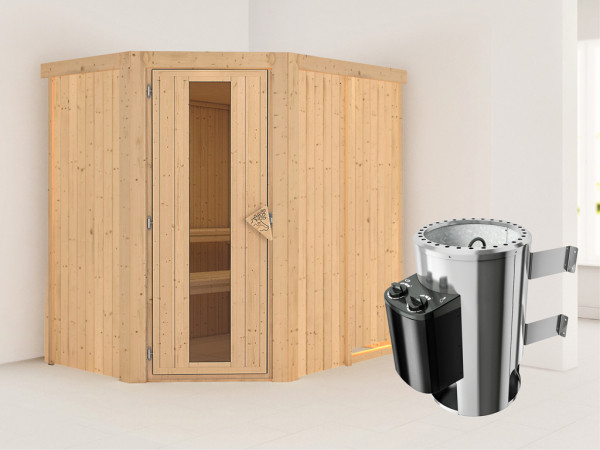 Systeemsauna Saja energiebesparende deur + Plug & Play saunakachel met besturing