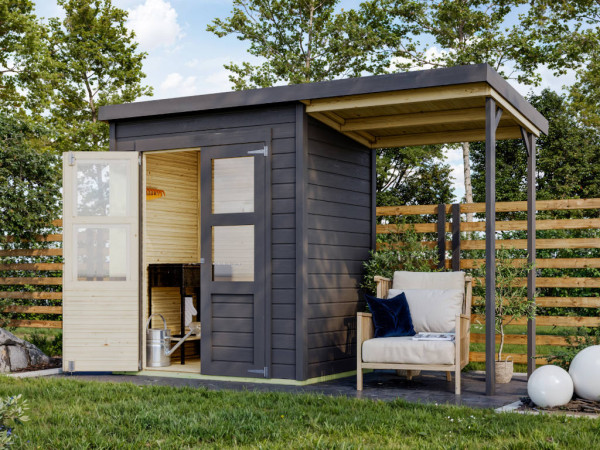 Tuinberging "Merseburg 3" 14 mm terragrijs incl. 140 cm aanbouw