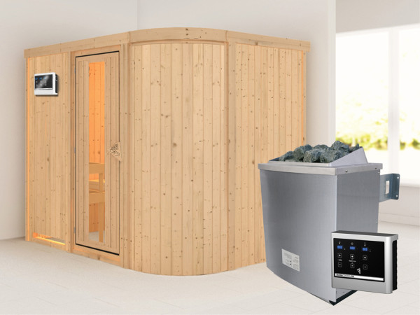 Systeemsauna Titania 4 energiebesparende deur + 9 kW saunakachel met ext.besturing