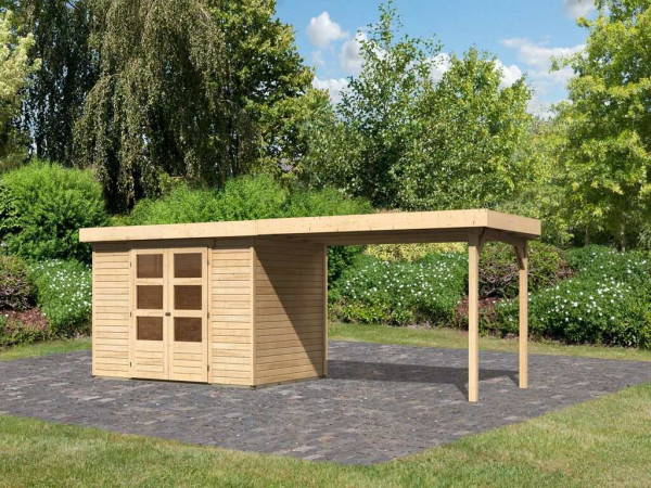 Tuinhuisje SET Askola 4 19 mm natuurlijke afwerking, incl. 2,8 m lessenaarsdak