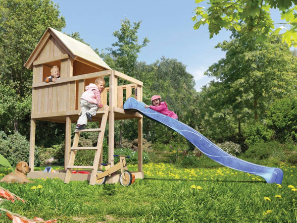 Steltenhuis Frieda naturel, incl. glijbaan blauw