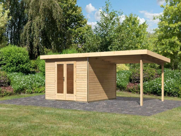 Tuinhuisje SET Radeburg 1 40 mm natuurlijke afwerking incl. 3,3 m verlengstuk dak