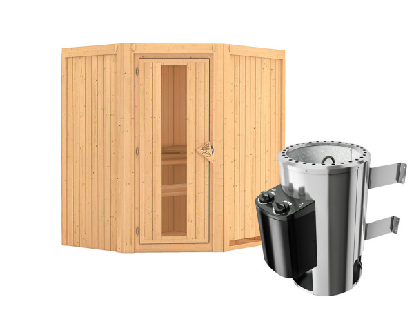 Systeemsauna Tonja energiebesparende deur + Plug & Play saunakachel met besturing