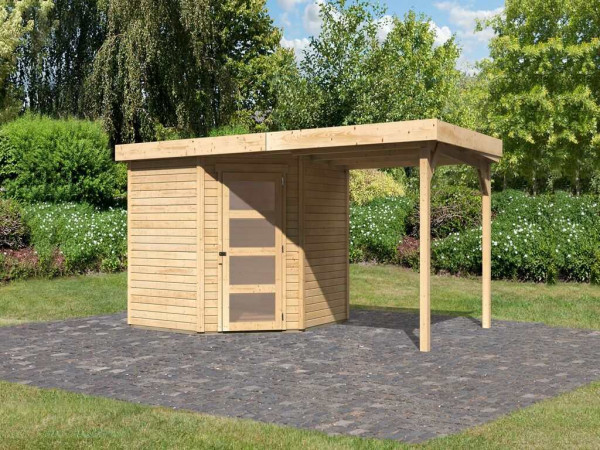 Tuinhuisje SET Schwandorf 5 19 mm naturel, incl. 2,4 m lessenaarsdak