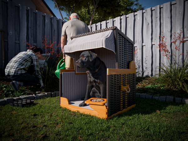 Hondenstrandmand Bolge gestreept antraciet