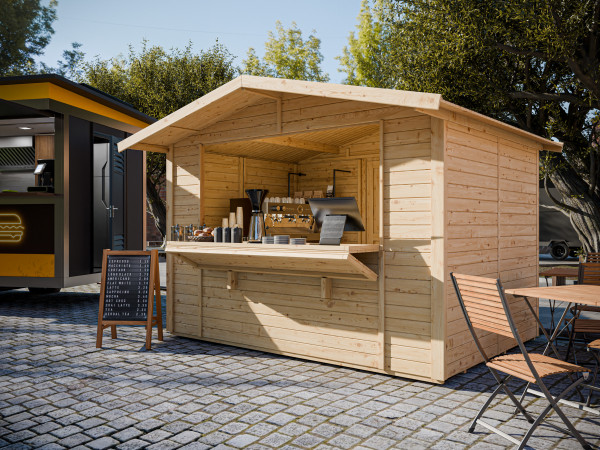 Marktkraam - verkoopstand Nevio 16 natuurlijke afwerking incl. vloer