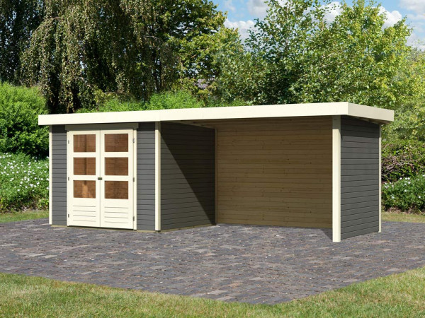 Tuinhuisje Askola 3 19 mm terra grijs incl. 2,8 m opbouwdak + zij- en achterwand