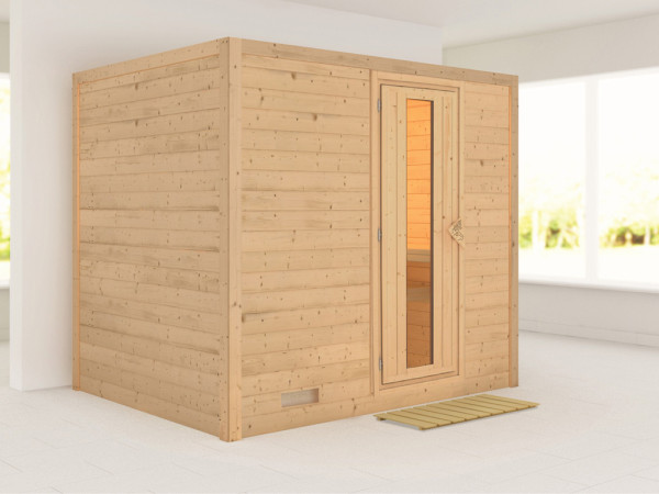 Massieve sauna Sonara houten deur met geïsoleerd glas