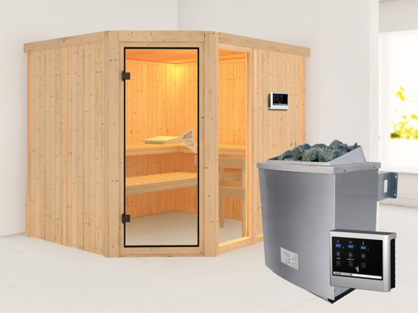 Systeemsauna Fiona 3 incl. 9 kW saunakachel ext. besturing