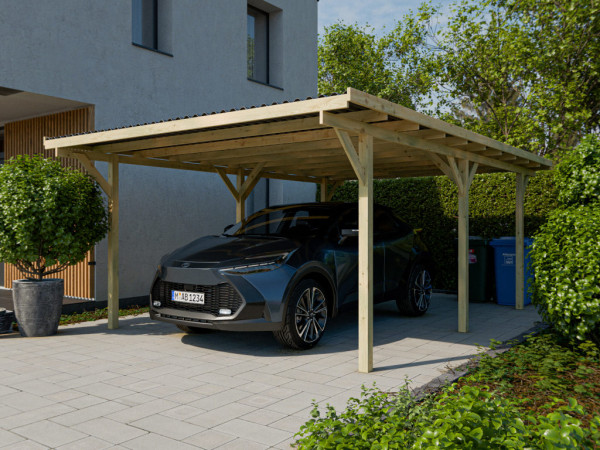 Houten carport voor één auto, 400 x 500 cm, naaldhout