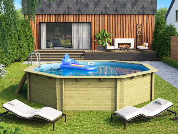 Houten opzetzwembad set A, onbehandeld hout