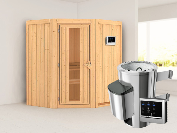 Systeemsauna Tonja energiebesparende deur + Plug & Play saunakachel met ext. besturing