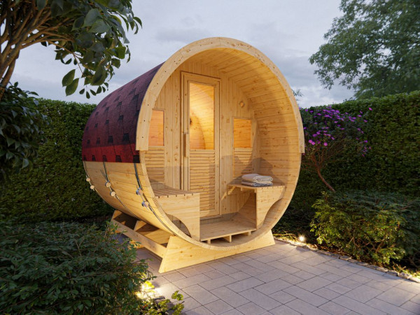 Vatsauna Augusta sparrenhout met 8 kW kachel en accessoires