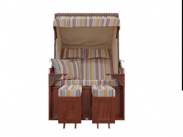 Strandstoel Römo, design strepen - beige, incl. beschermhoes