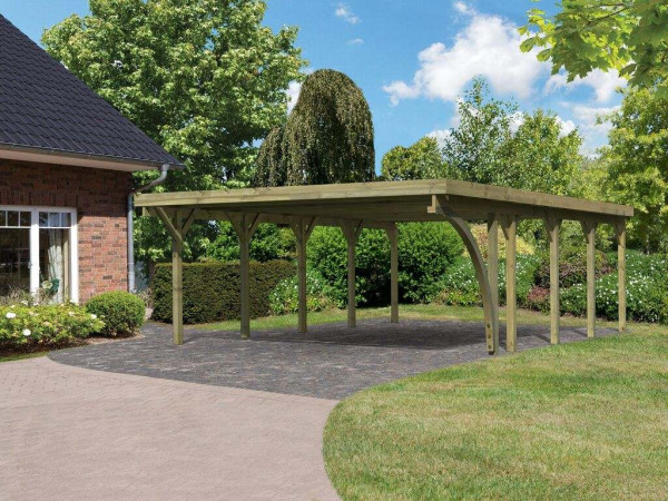 Carport Double 3 CLASSIC incl. ingangsboog, incl. 0,5 mm stalen dakplaat