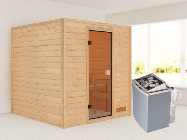 Massieve sauna Jara, incl. 4,5 kW kachel met int. besturing