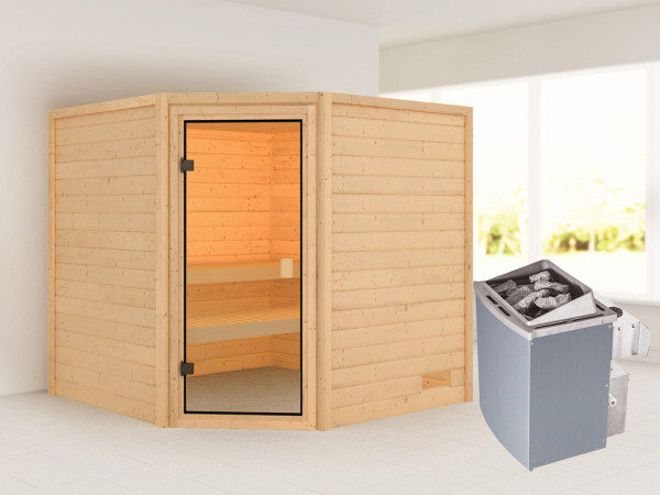 Massieve sauna Tilda, incl. 4,5 kW kachel met int. besturing