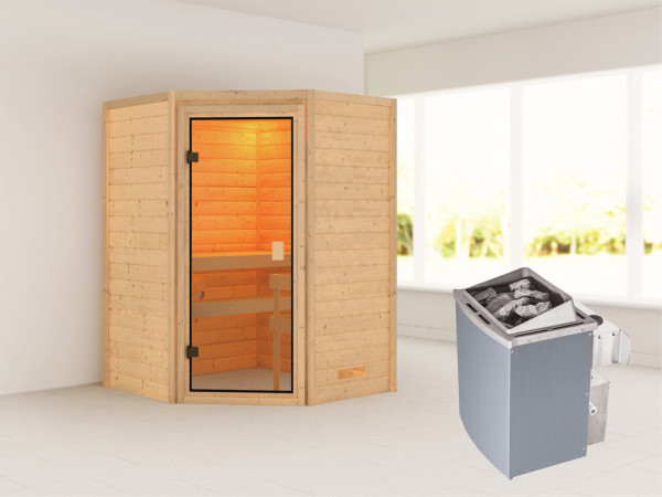 Massieve sauna Antonia, incl. 4,5 kW kachel met int. besturing