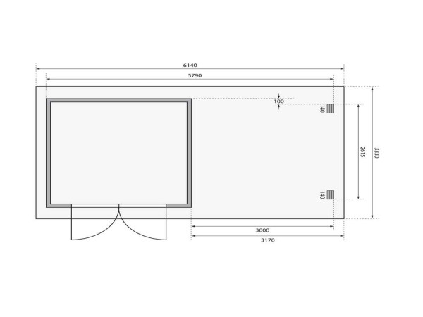 berging blokhut SET Bastrup 5 28 mm natuurlijke afwerking, incl. 3 m verlenging dak + achterwand