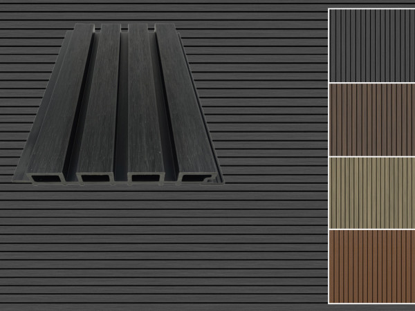 WPC rhombusprofiel 4-voudig Charcoal, co-extruded