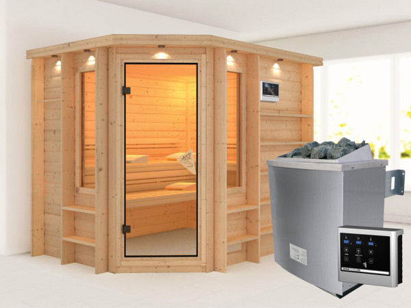 Massieve sauna Riona incl. 9 kW saunakachel ext. besturing