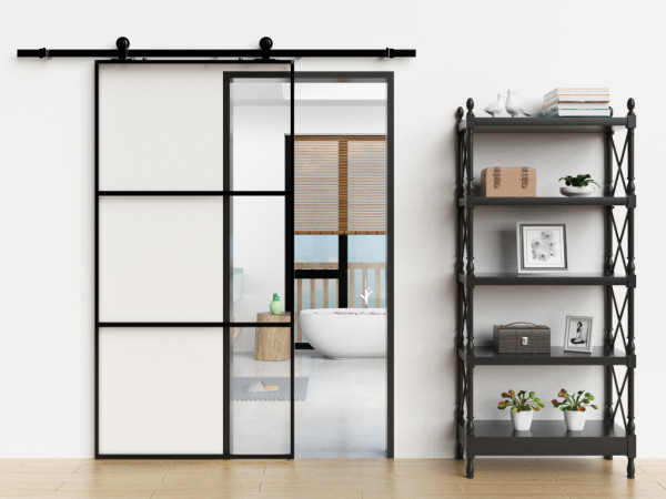 Glazen schuifdeur met Soft-Stop-functie, helder glas 102 x 205 cm