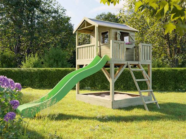 Afb. toont paalwoning incl. handgrepen (optioneel)